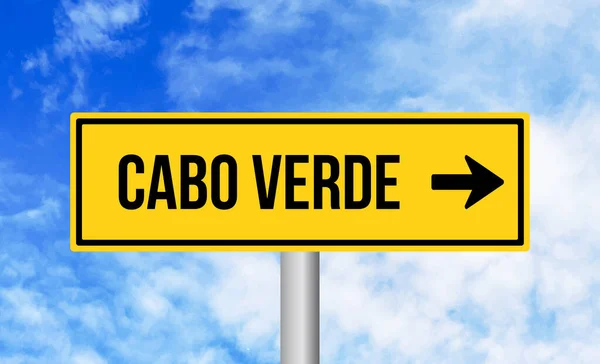 Gökyüzü Arka Planında Cabo Verde Yol Işareti — Stok fotoğraf