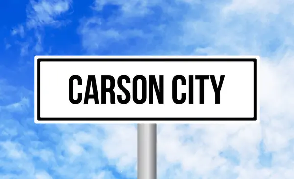Miasto Carson Znak Drogowy Tle Nieba — Zdjęcie stockowe