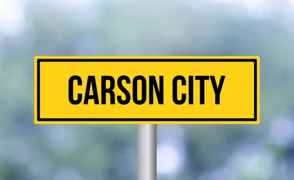 Znak Drogowy Miasta Carson Rozmytym Tle — Zdjęcie stockowe