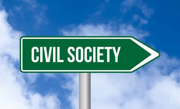 Civil Society Road Sign Cloudy Sky Background — Stock Photo, Image