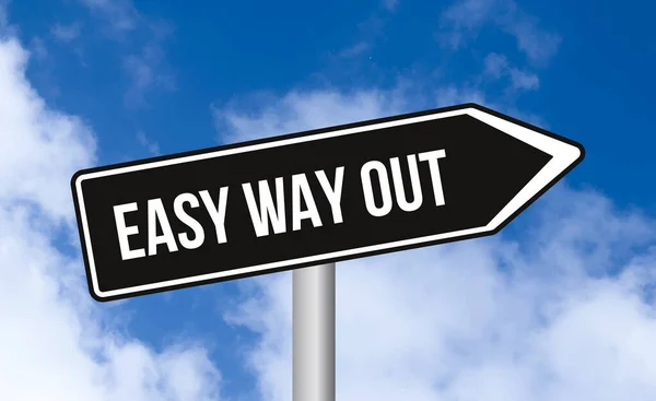 stock image Easy way out road sign on blue sky background