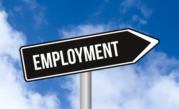 Employment Road Sign Cloudy Sky Background — Stock Photo, Image