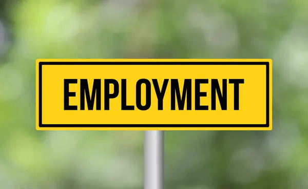 Employment Road Sign Blur Background — Stock Photo, Image