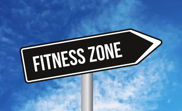 Fitness Zone Road Sign Sky Background — Stock Photo, Image