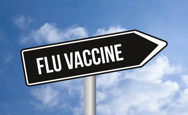 Vacuna Contra Gripe Señal Tráfico Cielo Fondo — Foto de Stock