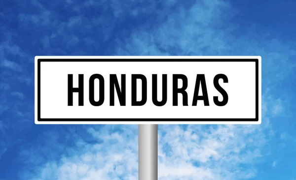 Señal Carretera Honduras Sobre Fondo Nublado —  Fotos de Stock