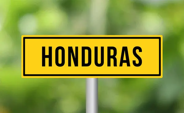 Señal Carretera Honduras Sobre Fondo Borroso —  Fotos de Stock