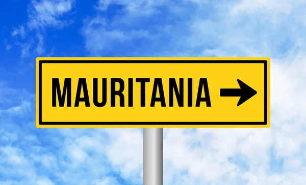 Mauritanië Verkeersbord Bewolkte Lucht Achtergrond — Stockfoto