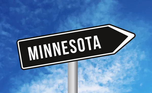 stock image Minnesota road sign on cloudy sky background