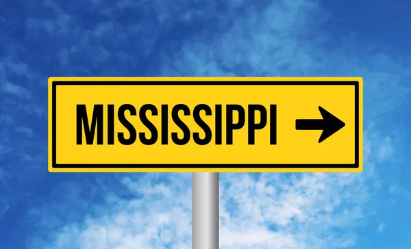 Mississippi Vägskylt Himlen Bakgrund — Stockfoto