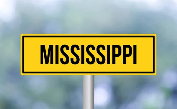 Mississippi Vägskylt Suddig Bakgrund — Stockfoto
