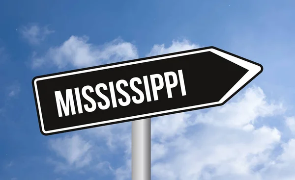 Mississippi Vägskylt Himlen Bakgrund — Stockfoto
