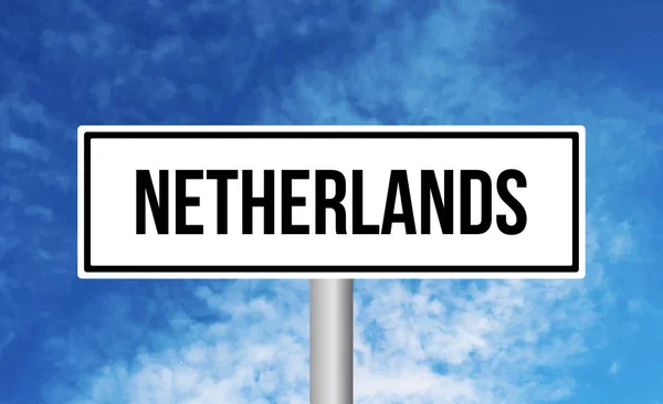Дорожный Знак Нидерландов Голубом Фоне Неба — стоковое фото