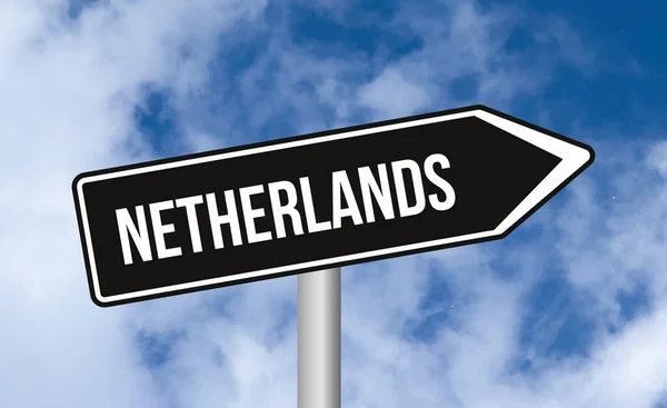 Nederland Verkeersbord Blauwe Lucht Achtergrond — Stockfoto