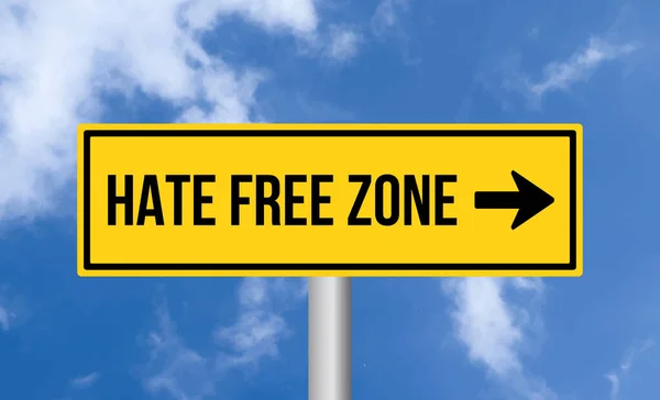 Hate Free Zone Road Sign Blue Sky Background — Stock Photo, Image