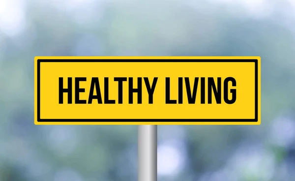 健康的な生活道路標識上のぼかしの背景 — ストック写真