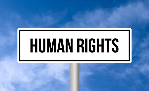 Signo Direitos Humanos Fundo Azul Céu — Fotografia de Stock