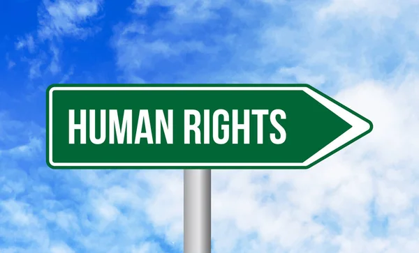 Mensenrechten Verkeersbord Blauwe Lucht Achtergrond — Stockfoto