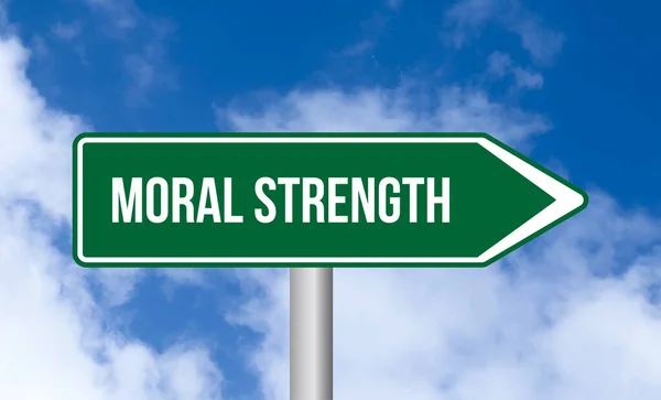 Moral Strength Road Sign Blue Sky Background — Stock Photo, Image