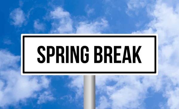 Spring Break Road Sign Sky Background — Stock Photo, Image