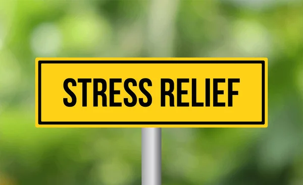 Stress Relief Vägskylt Suddig Bakgrund — Stockfoto