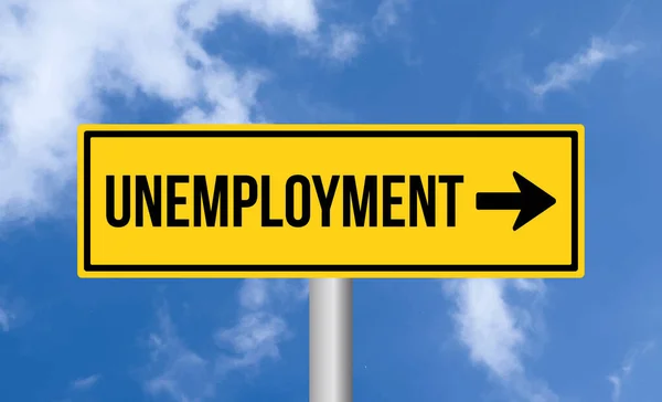 Unemployment Road Sign Blue Sky Background — Stock Photo, Image