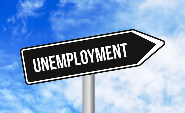 Señal Tráfico Desempleo Fondo Del Cielo Azul —  Fotos de Stock