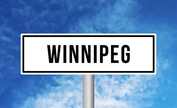 Señal Carretera Winnipeg Fondo Del Cielo — Foto de Stock