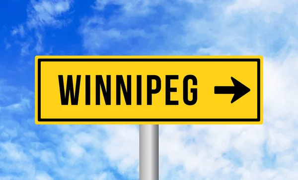 Señal Carretera Winnipeg Fondo Del Cielo — Foto de Stock