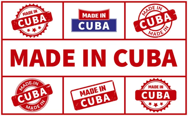 Fabriqué Cuba Set Timbres Caoutchouc — Image vectorielle