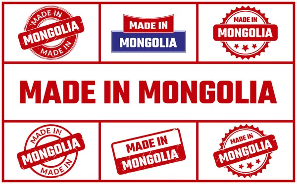 Gemaakt Mongolië Rubber Stempel Set — Stockvector