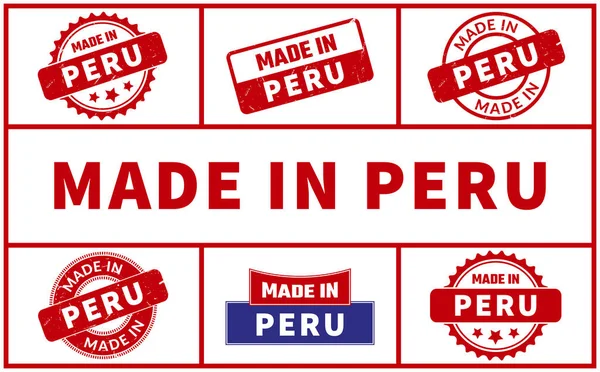 Fabriqué Pérou Set Timbres Caoutchouc — Image vectorielle