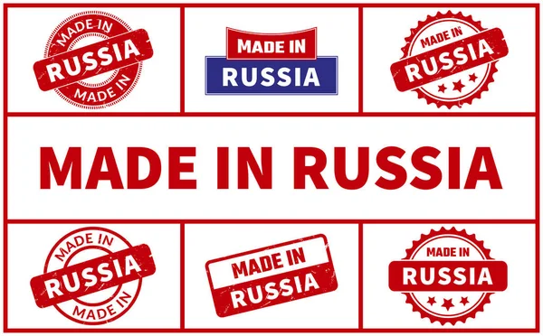 Made Russia Rubber Stamp Set — Stock Vector