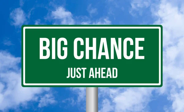Big Chance Just Ahead Road Sign Cloudy Sky Background — Stock Photo, Image