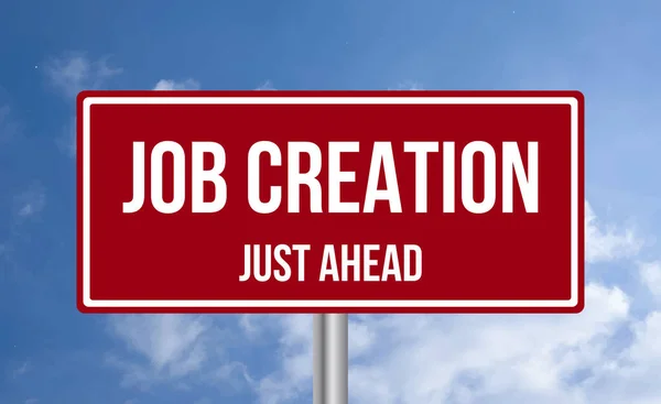 Job Creation Just Ahead Road Sign Blue Sky Background — Stock Photo, Image