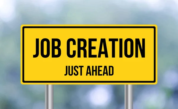 Job Creation Just Ahead Road Sign Blur Background — Stock Photo, Image