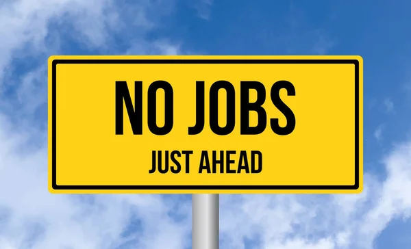 Jobs Tylko Przed Znakiem Drogowym Tle Niebieskiego Nieba — Zdjęcie stockowe