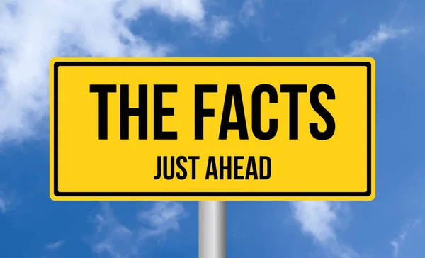 Facts Just Ahead Road Sign Blue Sky Background — Stock Photo, Image