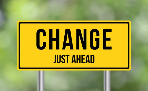 Change Just Ahead Road Sign Blur Background — Stock Photo, Image
