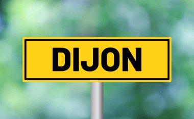 Bulanık arkaplanda Dijon yol işareti