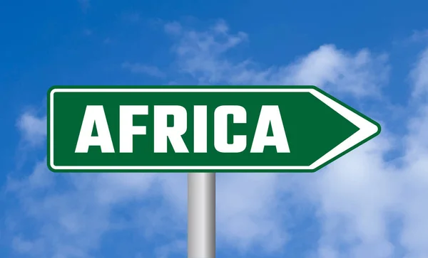 Afrika Silniční Značka Modrém Nebi Pozadí — Stock fotografie