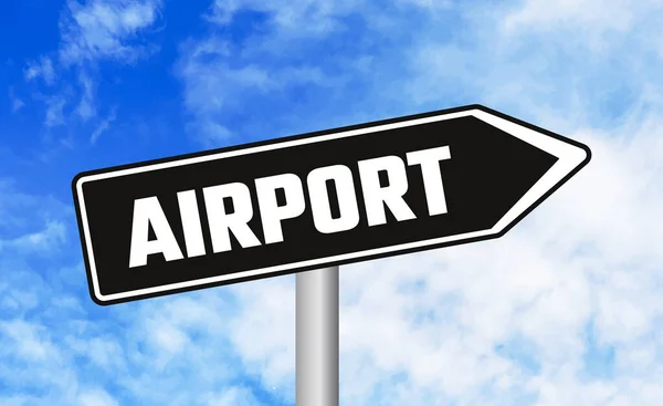 Airport Road Sign Blue Sky Background — Stock Photo, Image