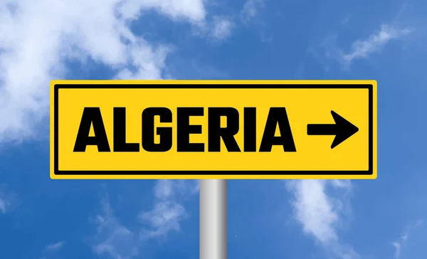 Algerien Straßenschild Auf Himmelshintergrund — Stockfoto
