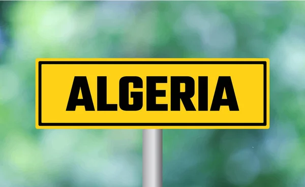Οδική Σήμανση Αλγερίας Στο Φόντο Θαμπάδα — Φωτογραφία Αρχείου