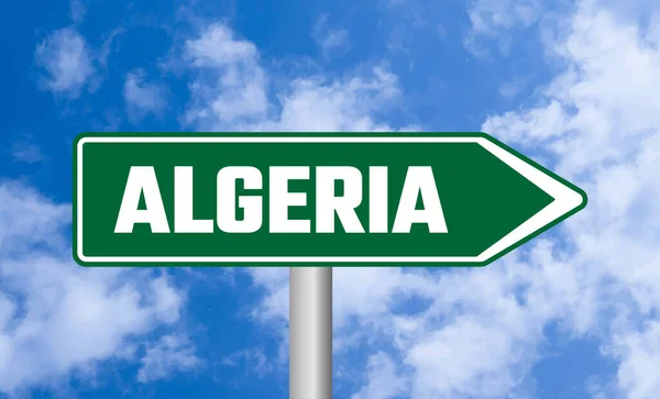 Algerije Verkeersbord Lucht Achtergrond — Stockfoto
