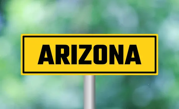 Arizona Cartello Stradale Sfondo Sfocato — Foto Stock