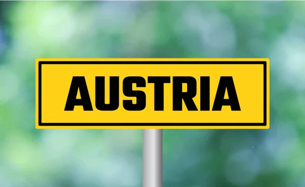 Austria Znak Drogowy Tle Rozmycia — Zdjęcie stockowe