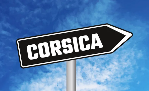 stock image Corsica road sign on blue sky background