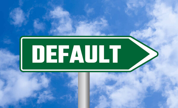 Default road sign on cloudy sky background