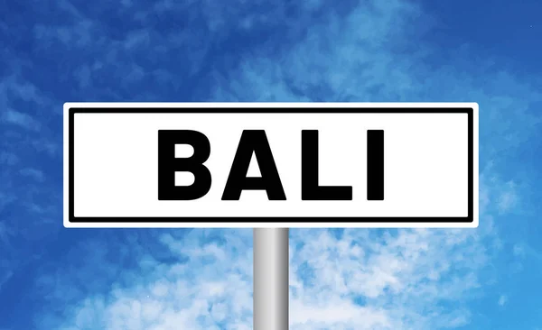 Bali Silniční Značka Obloze Pozadí — Stock fotografie